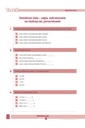 Desatinné čísla – zápis, zobrazovanie na číselnej osi, porovnávanie