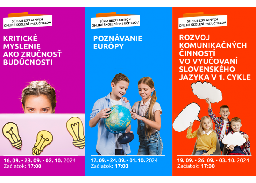 Tri nové série online školení pre učiteľov už v septembri