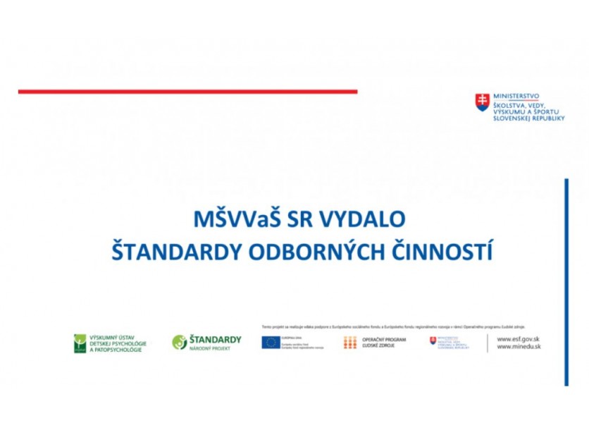 Rezort školstva vydal štandardy odborných činností